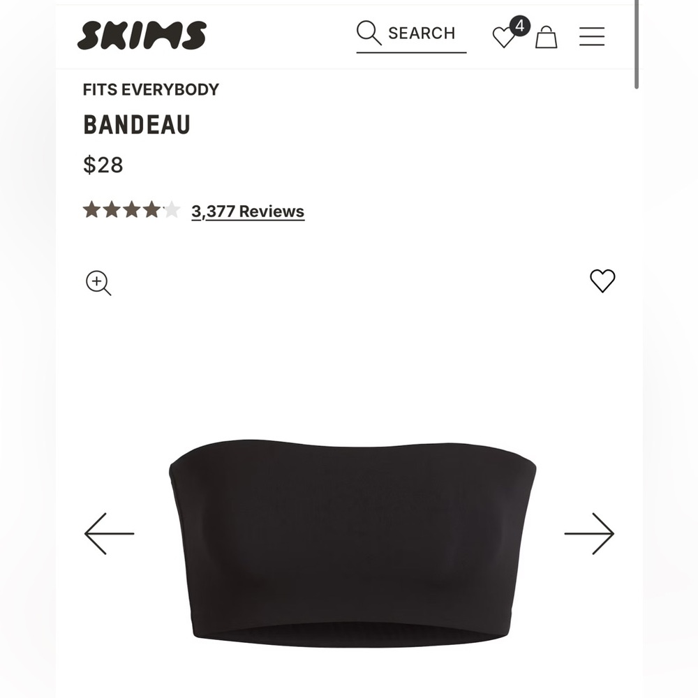 SKIMS Fits Everybody Black Bandeau
